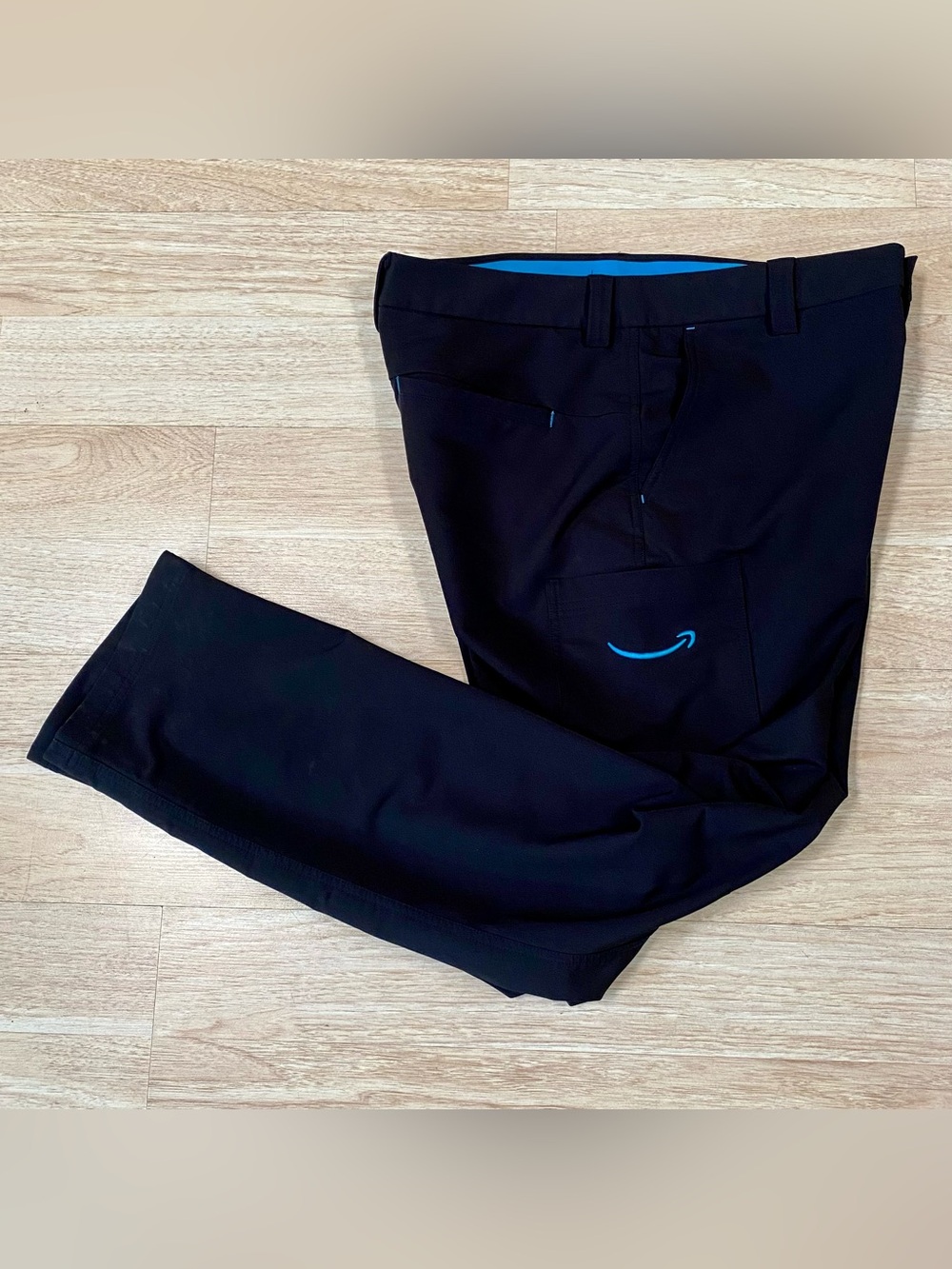 Amazon Luly Yang Pants Men’s Large (34-37) Black Cargo Stretch Delivery Workwear